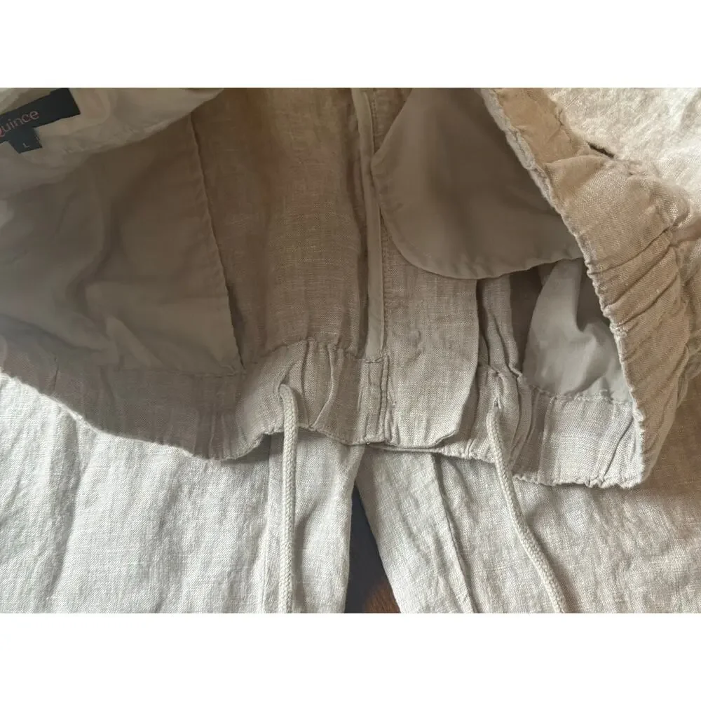 Quince Womens European Linen Pants Large Flax Beige Pull On Straight Minimalist